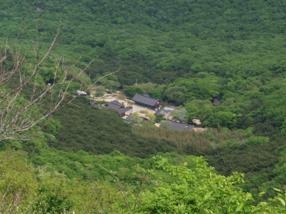 천등산 정상에서 내려다 본 금탑사 